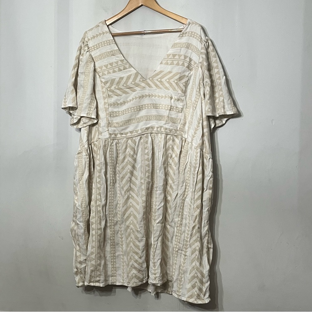 Old Navy Dress Aztec Mini Swing Smocked Pockets Cotton‎ Blend Minimalist 3X - Picture 2 of 9